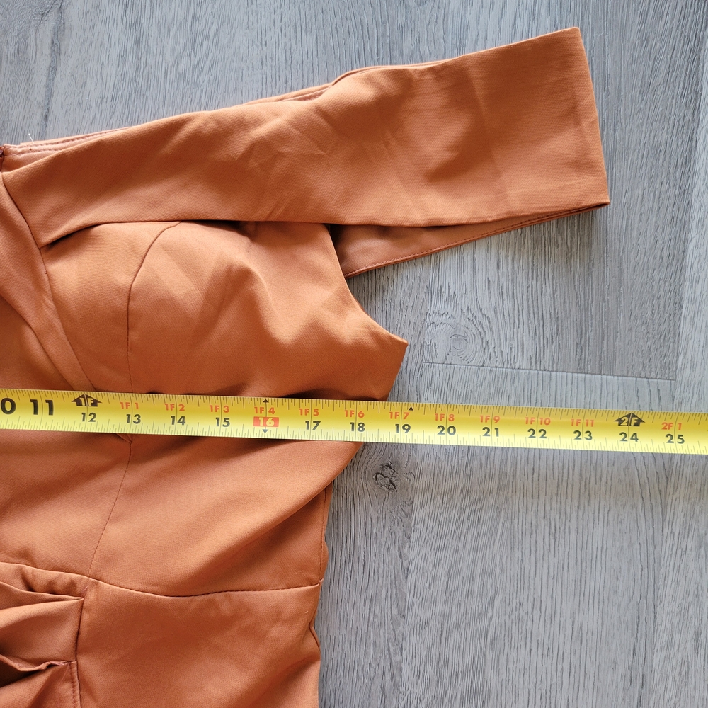 NWT Burnt Orange Ruffle Wedding Bridal Bridemaids Gala Formal Gown Dress Size 16 - Picture 15 of 16